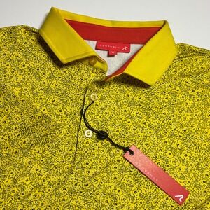 REDVANLY Belmont Golf Polo Men's Medium Sun Yellow Floral Performance Shirt